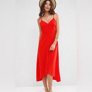 ASOS Button Down Dress Brilliant Red size 4